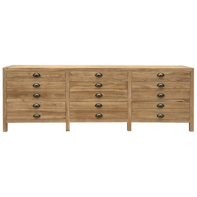 Printmakers Recycled Pine Timber 9 Drawer 206cm TV Unit