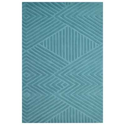 Illusion Hand Tufted Wool Rug, 280x190cm, Teal Blue