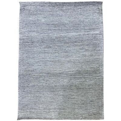 Ridges Handwoven Wool Rug, 280x190cm, Silver