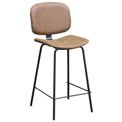 Birmington PU Leather & Steel Counter / Bar Chair, Brown / Black