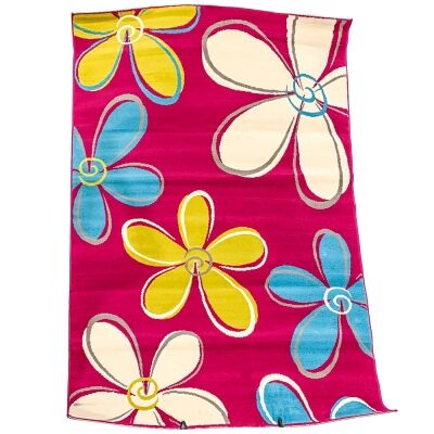 Flash Ultra Daisy Modern Rug in Ruby - 160x225cm