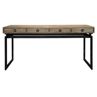 Torano Reclaimed Elm Timber & Iron Console Table, 160cm
