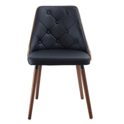 Yvonne PU Leather  & Timber Dining Chair, Walnut / Black