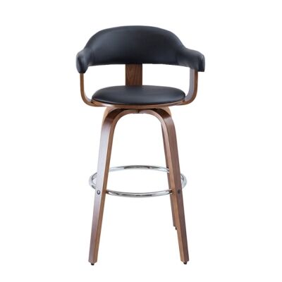 Millan Bentwood Swivel Bar Chair, Black / Walnut