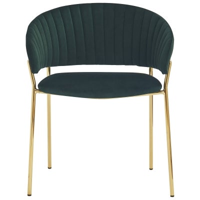 Lex Velvet Fabric Dining Chair, Green