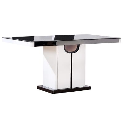 Roche Glass Topped Dining Table, 150cm, Glossy White