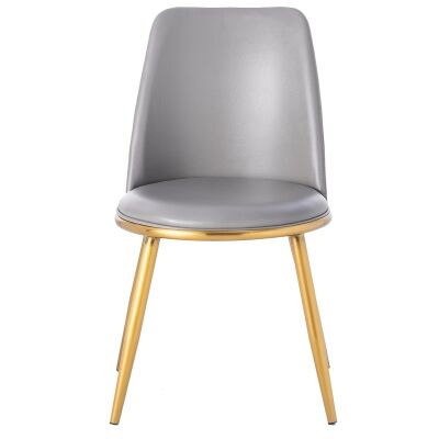 Cheviot Faux Leather Dining Chair, Grey / Gold