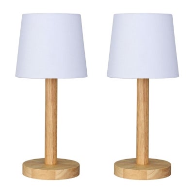 Sandy Wooden Base Table Lamp, Set of 2