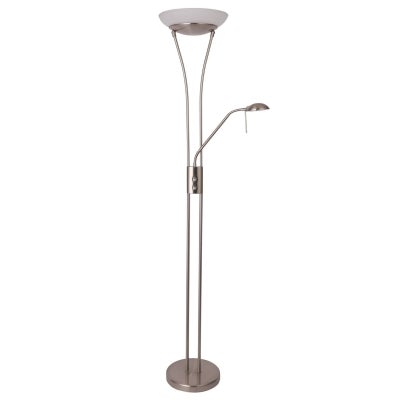Reed LED Mother & Child Metal Floor Lamp, Satin Chrome