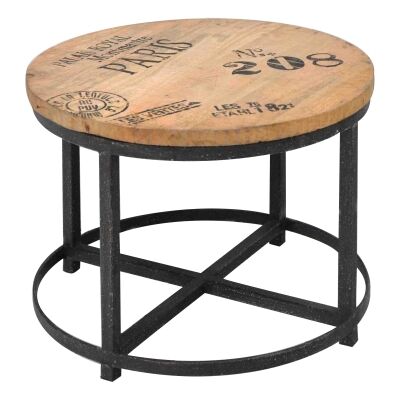 Grayson Timber & Metal Round Coffee Table, 60cm