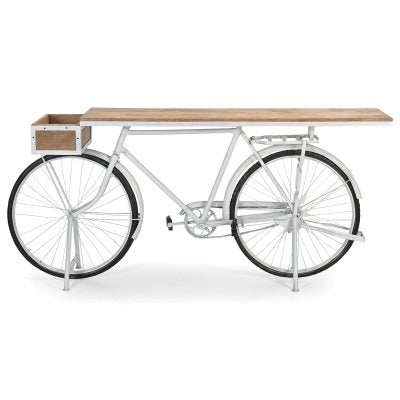 Vespa Mango Wood & Iron Vintage Bicycle Bar Table, 184cm