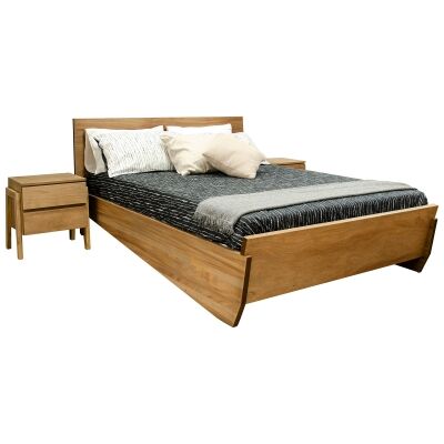 Hojen Mountain Ash Timber 3 Piece Bed & Bedside Set, Queen