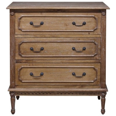 Lapalisse Hand Crafted Mahogany Timber, 3 Drawer Chest, Weathered Oak