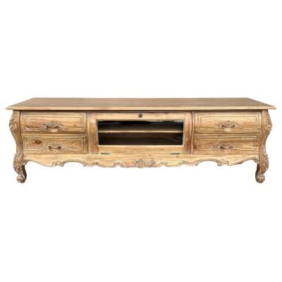 Amplepuis Hand Crafted Mahogany 4 Drawer 180cm TV Unit, Weathered Oak