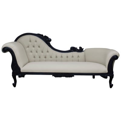 Paris Hand Crafted Solid Mahogany Left Hand Facing Chaise, Black