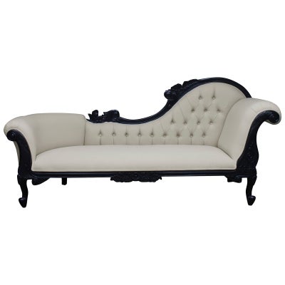 Paris Hand Crafted Solid Mahogany Right Hand Facing Chaise, Black
