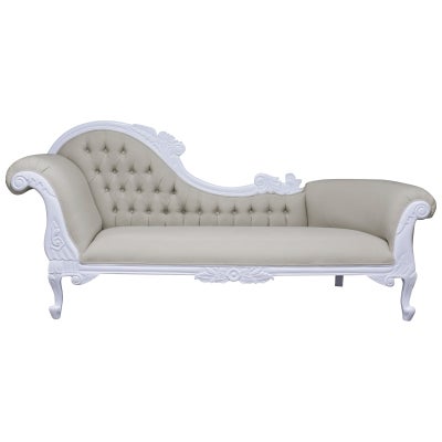 Paris Hand Crafted Solid Mahogany Left Hand Facing Chaise, White