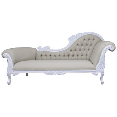 Paris Hand Crafted Solid Mahogany Right Hand Facing Chaise, White
