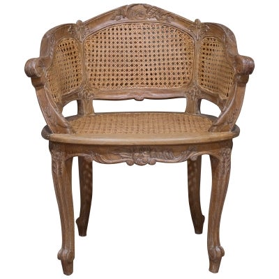 Vaugneray Hand Crafted Mahogany Bergere Chair, Weathered Oak