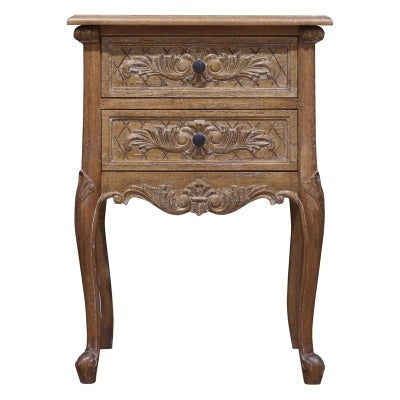 Challuy Hand Crafted Mahogany Bedside Table, Weathered Oak