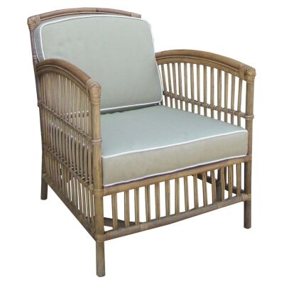 Royston Rattan Armchair with Cushion, Tobacco / Taupe