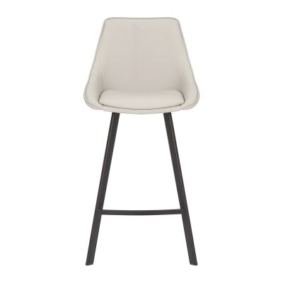 Nemo Commercial Grade Faux Leather High Back Kitchen Stool, Light Grey