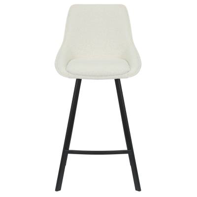 Nemo Commercial Grade Boucle Fabric High Back Kitchen Stool, Cream