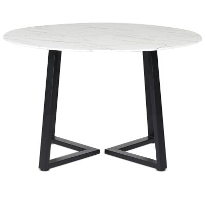 Kingsley Marble Effect Round Dining Table, 120cm