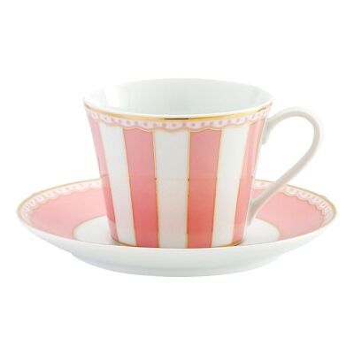 Noritake Carnivale Fine Porcelain Cup & Saucer Set, Pink