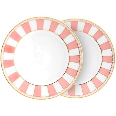  Noritake Carnivale Fine China Cake Plate, Large, Set of 2, Pink