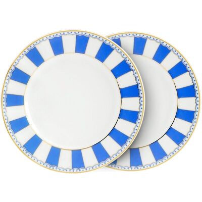  Noritake Carnivale Fine China Cake Plate, Large, Set of 2, Dark Blue