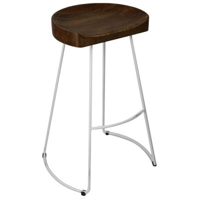 Greendale Metal Frame 65cm Bar Stool with Timber Seat - White