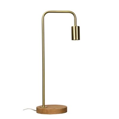 Lane Timber & Metal Table Lamp, Brushed Brass