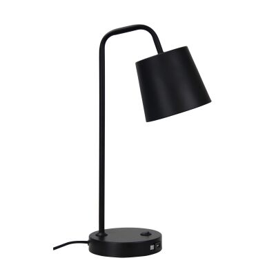 Henk Metal Desk Lamp with USB Socket, Black