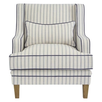 Bondi Fabric Armchair, Double Blue Stripe