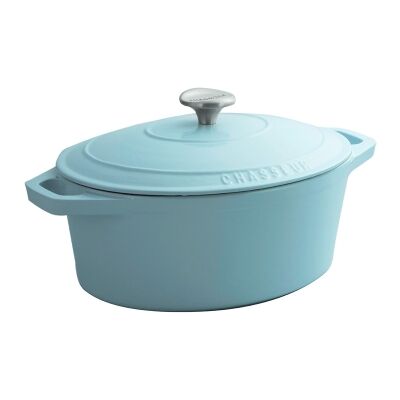 Chasseur Cast Iron Oval French Oven, 27cm, Duck Egg Blue
