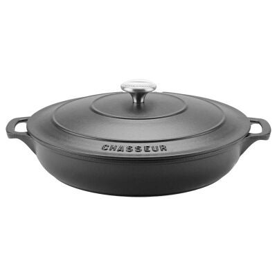 Chasseur Cast Iron Round Casserole, 30cm, Matte Black
