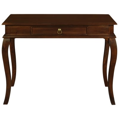 Queen Ann Mahogany Timber Writing Table, 100cm, Mahogany