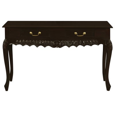 Queen Ann Nouveau Solid Mahogany Timber Sofa Table, 120cm, Chocolate
