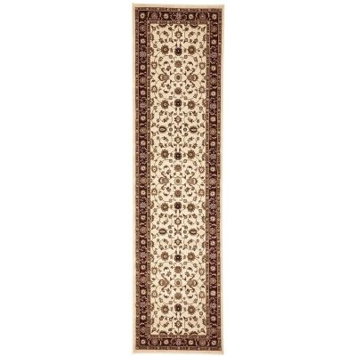 Sydney Classic Turkish Made Oriental Runner Rug, 300x80cm, Ivory / Red