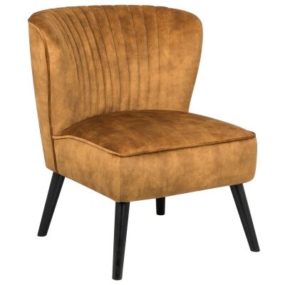 Mima Velvet Fabric Lounge Chair, Mustard