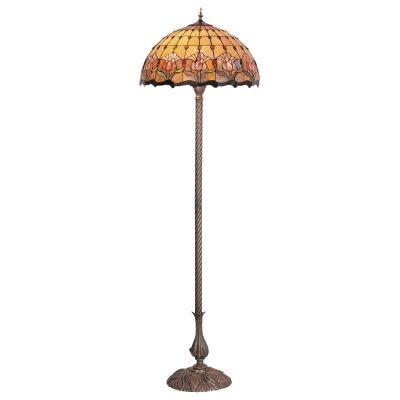 Red Tulip Tiffany Style Stained Glass Floor Lamp