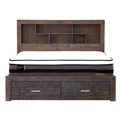 Alysha Recycled Pine Timber Bed with Storage, Queen