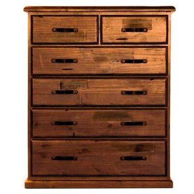 Mulford Solid Pine Timber 6 Drawer Tallboy