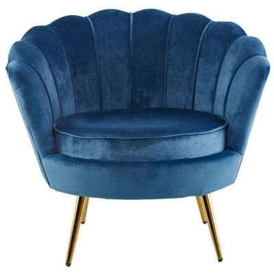 Momento Velvet Fabric Accent Chair, Blue