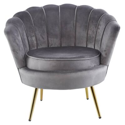 Momento Velvet Fabric Accent Chair, Grey