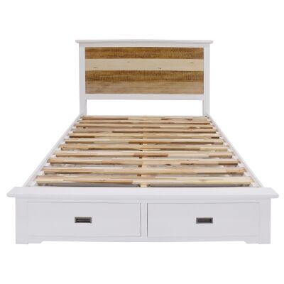 Largo Acacia Timber Bed with End Drawers, Queen