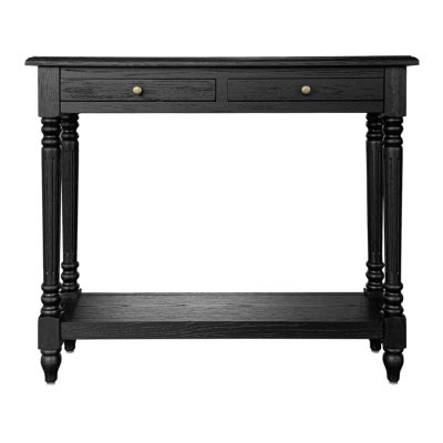 Lucius Oak Timber Console Table, 100cm, Black Oak