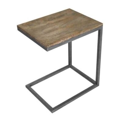Byrne Mango Wood & Metal C Shape Side Table
