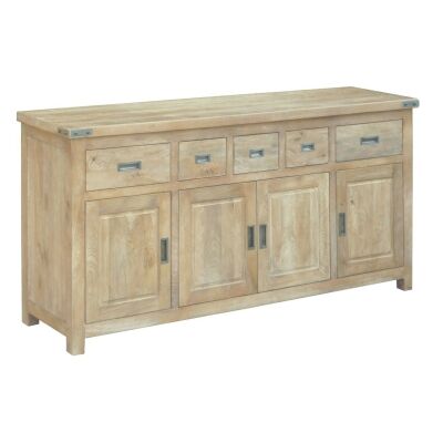 Oatley Mango Wood 4 Door 5 Drawer Buffet Table, 180cm, Honey Wash